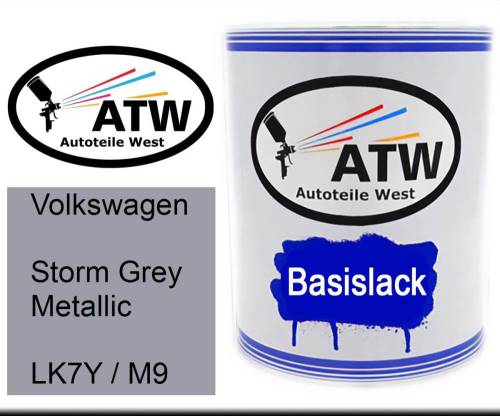 Volkswagen, Storm Grey Metallic, LK7Y / M9: 1L Lackdose, von ATW Autoteile West.